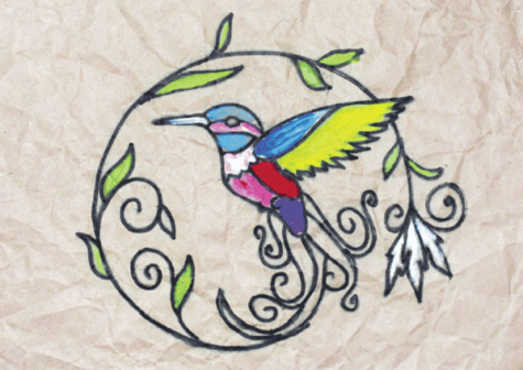 Colorful bird drawing